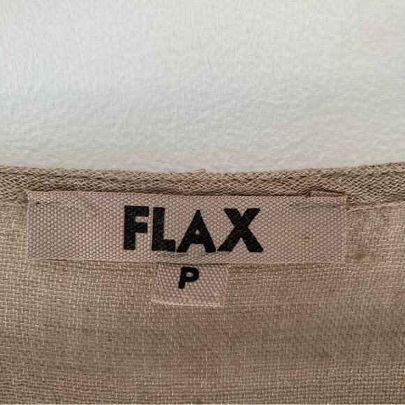 Flax Brown Linen Cotton Button Down Tunic Top Blouse size P Small - Picture 6 of 7